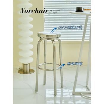 Norchair北歐網紅簡約酒吧凳現代吧凳工業風鐵藝吧椅不銹鋼高腳椅