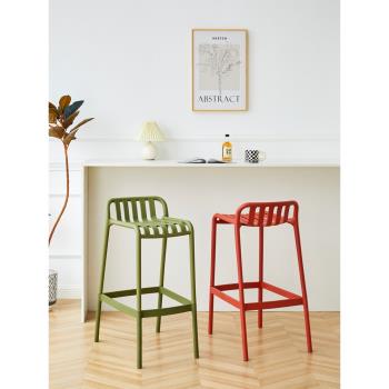 北歐塑料高腳椅小戶型家用吧臺椅網紅設計師高椅子簡約戶外高凳子