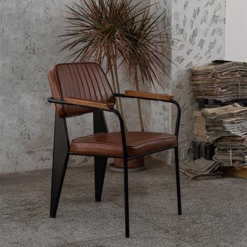 北歐工業風創意個性餐椅美式復古靠背扶手椅餐廳酒吧金屬鐵藝椅子