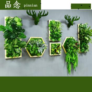 仿真多肉植物壁掛綠植北歐鹿頭墻飾背景墻工業風餐廳創意墻面裝飾