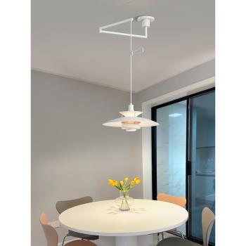 餐廳燈現代簡約2023新款奶油風餐桌搖臂PH5侘寂風飛碟可移位吊燈