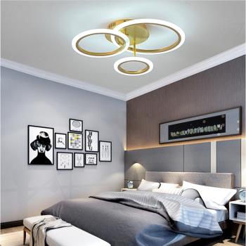 臥室燈吸頂燈北歐網紅立體式現代金色2022年LED書房間客門廳燈具