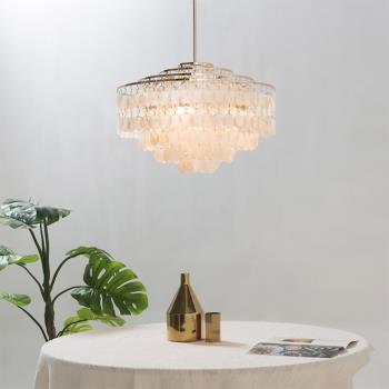北歐復古圓形貝殼客廳餐廳燈簡約現代房臥室溫馨浪漫創意個性燈具