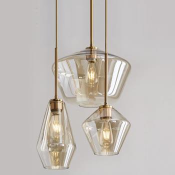 北歐現代簡約金色電鍍燈咖啡廳設計師創意吧臺客廳燈餐廳玻璃吊燈