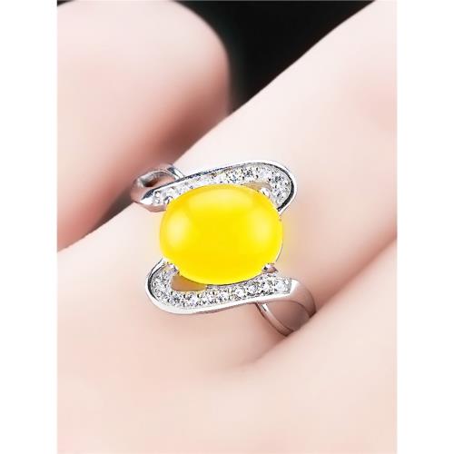 S925純銀女戒指空托DIY鑲嵌蜜蠟綠松石翡翠玉石活口戒托 7*7  7*9