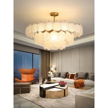 客廳吊燈輕奢玻璃吊燈北歐時尚輕奢大廳主燈藝術創意設計感貝殼燈