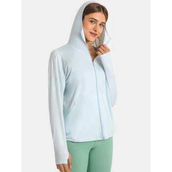 lulu同款瑜伽外套防紫外線UPF50+輕薄透氣防曬衣瑜伽健身運動長袖