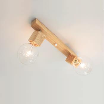 北歐現代簡約實木吸頂燈創意個性長方形雙頭臥室餐廳LED燈飾燈具