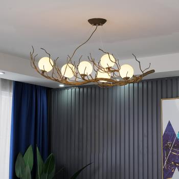 樹枝客廳吊燈復古月球藝術燈飾創意個性北歐臥室民宿餐廳樹杈燈具