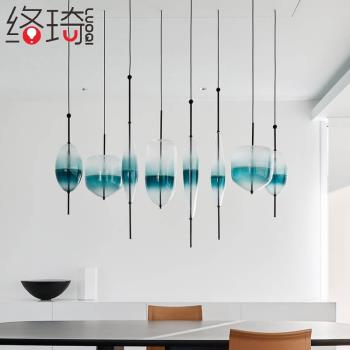 后現代玻璃吊燈餐廳吧臺單頭創意個性北歐簡約藍色漸變玻璃吊燈具