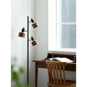 出口日本北歐實木3頭led軟裝現代客廳臥室書房簡約創意遙控落地燈