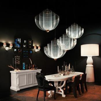 意大利馬斯登餐廳客廳輕奢后現代燈網格金屬造型光影效果LED吊燈