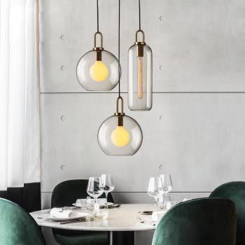 北歐復古餐廳玻璃吊燈創意吧臺酒吧簡約圓球單頭店鋪裝飾餐飲燈具