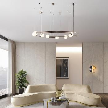 后現代創意個性極簡客廳吊燈設計師北歐樣板房圓環形餐廳臥室燈具