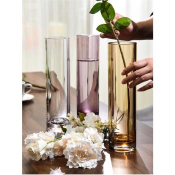 井柚 ins北歐花瓶擺件客廳有機玻璃干花插花透明防摔桌面玫瑰花瓶