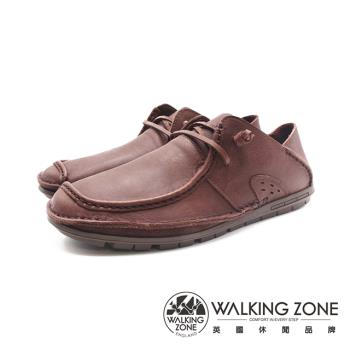 WALKING ZONE(男)馬克縫線可踩腳綁帶款開車鞋 男鞋 -咖色(另有黑色)