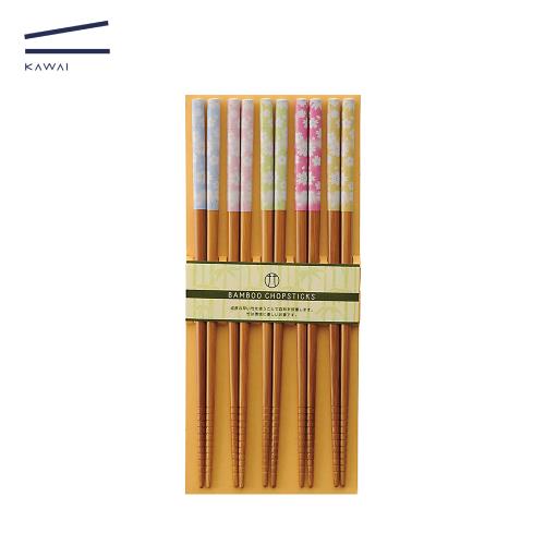 【Kawai】日本製天然竹筷-彩櫻款(共5雙)