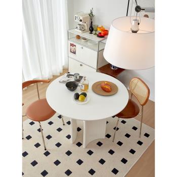 飾派家具白色圓桌家用飯桌餐廳小戶型現代簡簡約網紅法式圓形餐桌