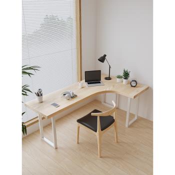 小戶型實木轉角書桌學生現代簡約臥室靠墻角落Ｌ型拐角電腦桌一體