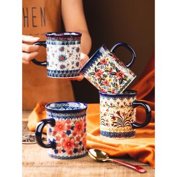 波蘭陶瓷馬克杯家用大容量燕麥咖啡杯子情侶創意早餐杯茶杯水杯女