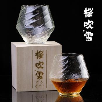 Chamvin創意 桜吹雪江戶硝子日式威士忌酒杯杯子小眾簡約玻璃水杯