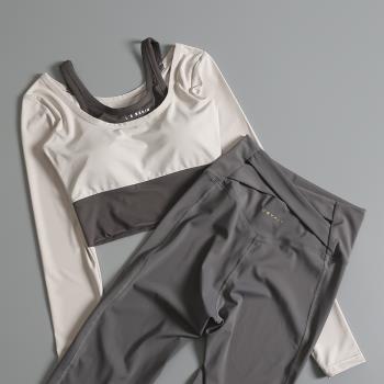 瑜伽服套裝女夏季新款高級感時尚長袖專業網紅健身房跑步運動套裝