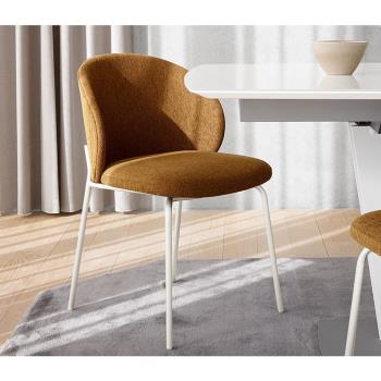 餐椅家用北歐現代簡約餐廳咖啡廳辦公高端椅子輕奢靠背棉麻休閑椅