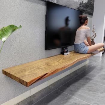 現代簡約小戶型掛墻電視柜一字板懸掛實木簡易懸空客廳臥室輕濟型