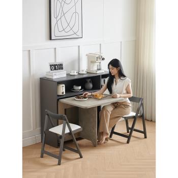 折疊餐桌家用小戶型現代簡約摺疊枱北歐功能伸縮長方形輕奢折疊桌