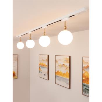 北歐現代創意玻璃軌道燈客廳臥室餐廳led無主燈照明裝路軌燈具