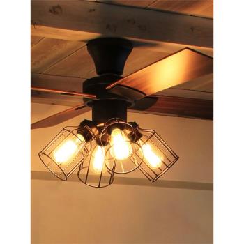 日式復古實木吊扇燈變頻正反轉餐廳家用客廳黑白色簡約北歐風扇燈