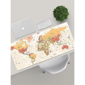 世界地圖鼠標墊超大號電腦鍵盤男中國風復古桌墊游戲電競辦公創意