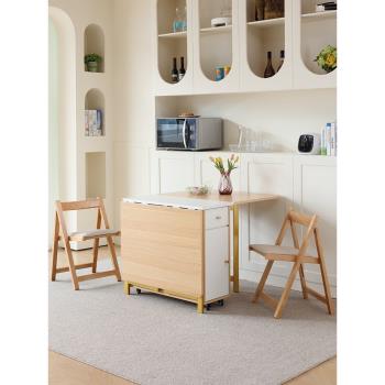原木色現代簡約實木餐桌小戶型折疊餐桌雙腳簡易折疊桌子