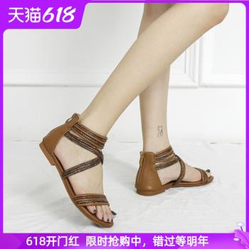 潮牌ins平跟仙女風波西米亞涼鞋
