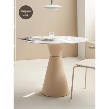 餐桌北歐家用小戶型現代簡約白色圓形桌子奶油風咖啡廳洽談小圓桌