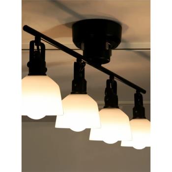 日式LED吸頂燈北歐風格燈現代簡約客廳多頭餐廳黑色白色玻璃E27燈