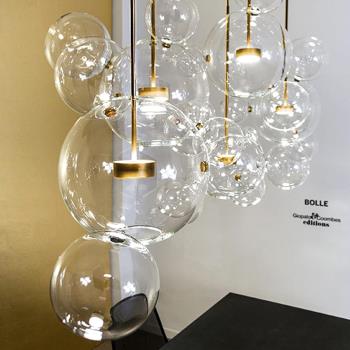 北歐吊燈現代簡約分子創意個性餐廳店鋪吧臺商用led玻璃泡泡球燈