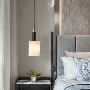 新中式云石小吊燈設計師現代簡約藝術樣板間餐廳臥室床頭全銅吊燈