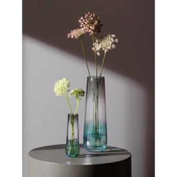 英國lsa手工漸變玻璃花瓶簡約透明客廳花器歐式大號鮮花插花擺件