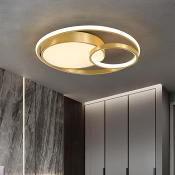【全銅】LED吸頂燈簡約現代大氣臥室燈圓形圓圈創意房間北歐燈具