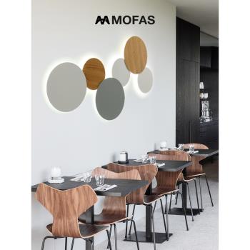 MOFAS北歐現代簡約客廳背景墻創意過道臥室床頭燈日月食圓形壁燈
