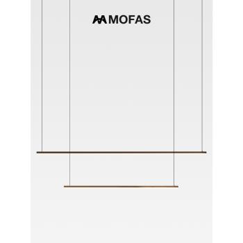 MOFAS餐廳吧臺燈簡約現代設計師工作室輕奢全銅北歐一字長條吊燈
