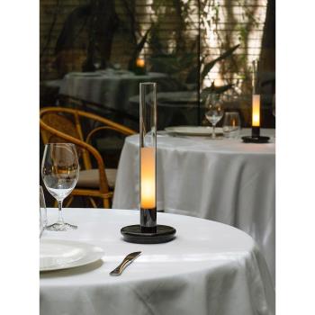 意式復古led玻璃燭光北歐極簡便攜充電餐廳臥室移動浪漫氛圍臺燈