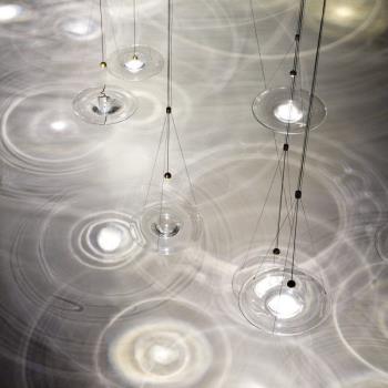 后現代北歐輕奢設計師餐廳個性飛碟玻璃水滴螺紋形極簡吊燈藝術展