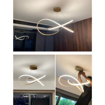 后現代極簡客廳吊燈具創意個性輕奢北歐餐廳臥室金色圓圈藝術燈具