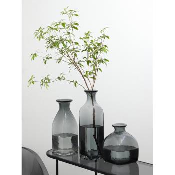 北歐現代簡約臺面花瓶客廳餐桌輕奢玻璃花瓶透明水養插花裝飾擺件