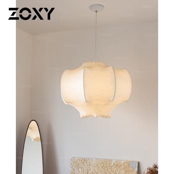zoxy意大利flosl客廳蠶絲吊燈復古 北歐中古侘寂風書房日式臥室燈