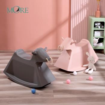 北歐小馬椅創意動物搖搖椅幼兒園寶寶玩具凳子塑料簡約兒童椅ins