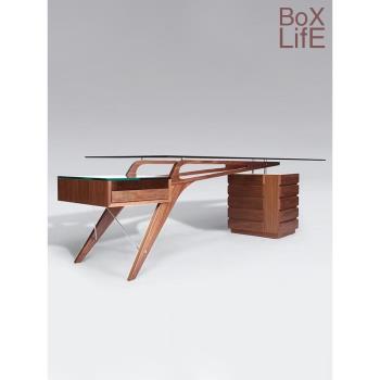 盒子生活北歐設計師辦公桌實木玻璃異形電腦桌老板桌Cavour Desk