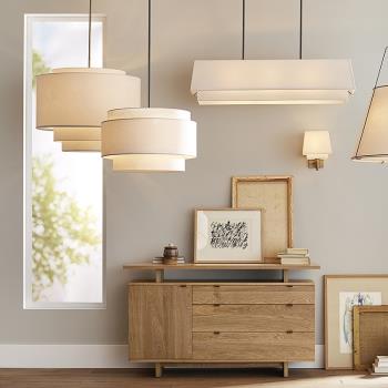 日式吊燈現代簡約創意個性北歐設計師客廳臥室餐廳布藝燈罩吊燈
